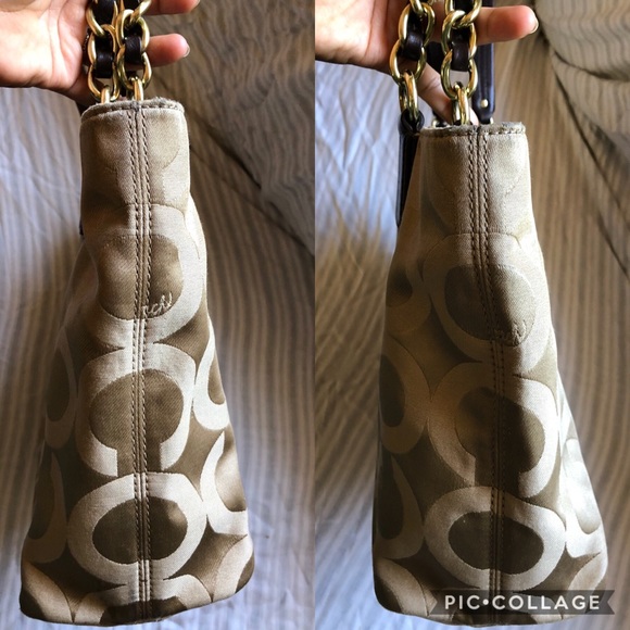 COACH Madison Tote Bag Purse Light Khaki Handbag - Picture 7 of 8